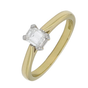 18ct Yellow Gold 0.40ct Emerald Cut Diamond Solitaire Ring