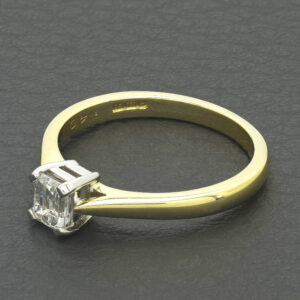 18ct Yellow Gold 0.40ct Emerald Cut Diamond Solitaire Ring