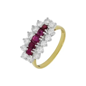 18ct Yellow Gold 0.70ct Diamond &#038; 0.50ct Ruby Boat Ring