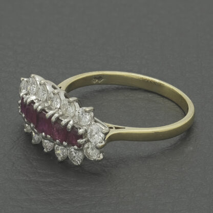 18ct Yellow Gold 0.70ct Diamond & 0.50ct Ruby Boat Ring - Image 2