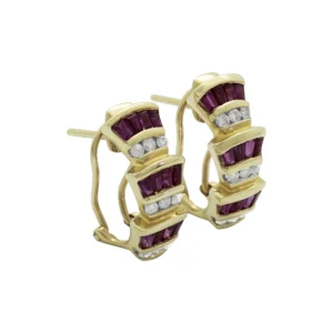 9ct Yellow Gold 0.28ct Diamond &#038; 0.85ct Ruby Stud Earrings