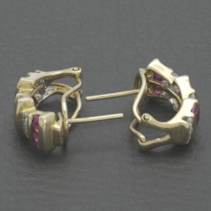 9ct Yellow Gold 0.28ct Diamond & 0.85ct Ruby Stud Earrings - Image 3