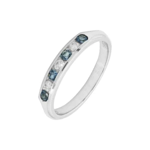 18ct White Gold 0.08ct Diamond &#038; 0.12ct Aqua Ring