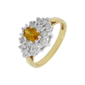 18ct Yellow Gold 0.50ct Diamond &#038; 0.40ct Citrine Ring