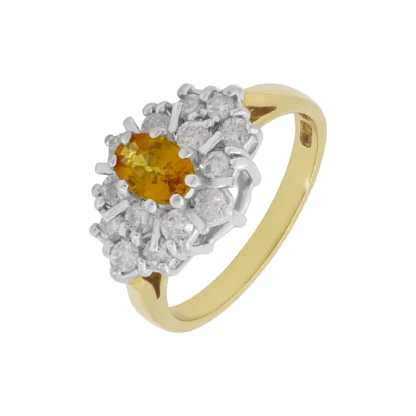 18ct Yellow Gold 0.50ct Diamond & 0.40ct Citrine Ring