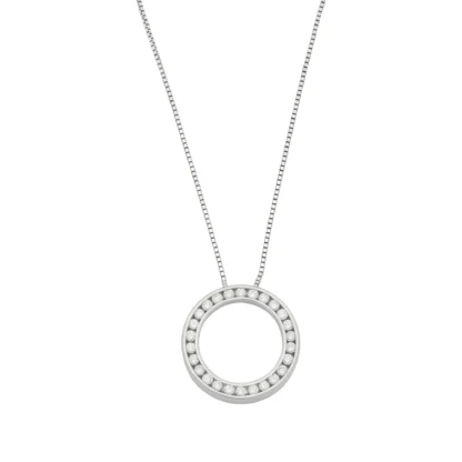 18ct White Gold 0.50ct Diamond Necklace 18"
