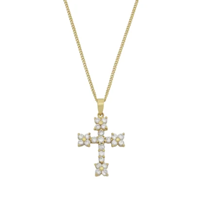 18ct Yellow Gold 1.00ct Diamond Cross Necklace 18"