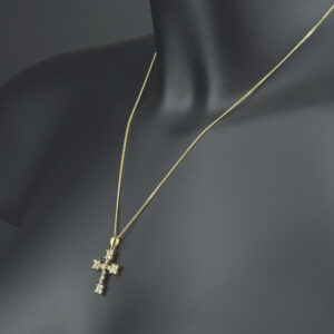 18ct Yellow Gold 1.00ct Diamond Cross Necklace 18″