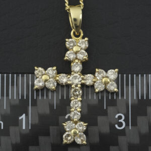18ct Yellow Gold 1.00ct Diamond Cross Necklace 18″