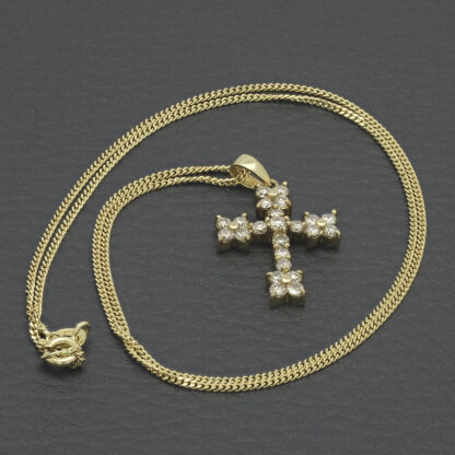 18ct Yellow Gold 1.00ct Diamond Cross Necklace 18" - Image 4