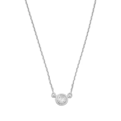 18ct White Gold 0.25ct Diamond Solitaire Necklace 17"