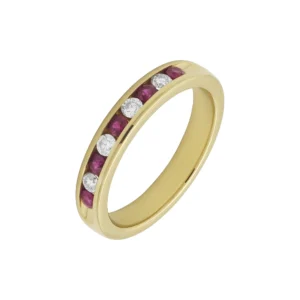 18ct Yellow Gold 0.18ct Diamond &#038; 0.25ct Ruby Eternity Ring