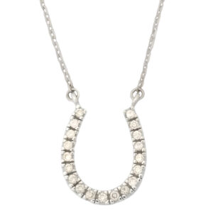9ct White Gold 0.50ct Diamond Horseshoe Necklace 18.5&#8243;