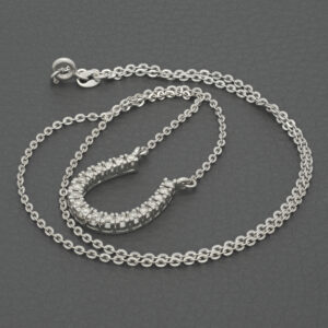 9ct White Gold 0.50ct Diamond Horseshoe Necklace 18.5″