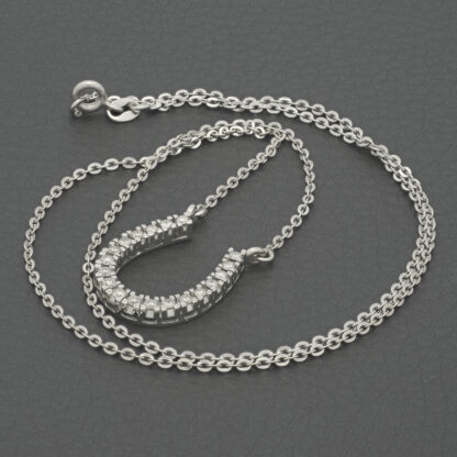 9ct White Gold 0.50ct Diamond Horseshoe Necklace 18.5" - Image 2