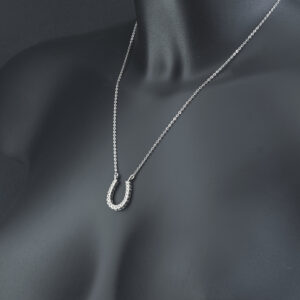 9ct White Gold 0.50ct Diamond Horseshoe Necklace 18.5″