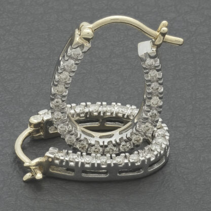 9ct Yellow Gold 0.50ct Diamond Hoop Earrings - Image 3