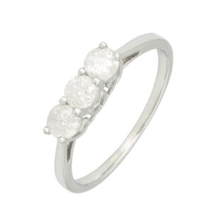 9ct White Gold 0.81ct Diamond 3 Stone Ring