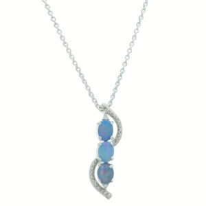 9ct White Gold Opal Doublet Necklace 16&#8221;