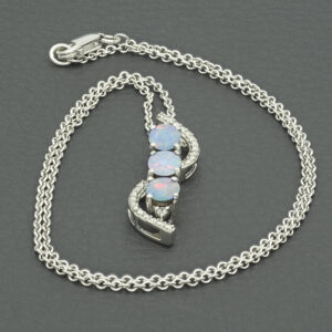 9ct White Gold Opal Doublet Necklace 16&#8221;