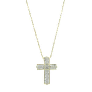 9ct Yellow Gold 0.50ct Diamond Cross Necklace 18&#8243;