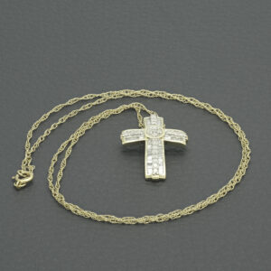 9ct Yellow Gold 0.50ct Diamond Cross Necklace 18&#8243;