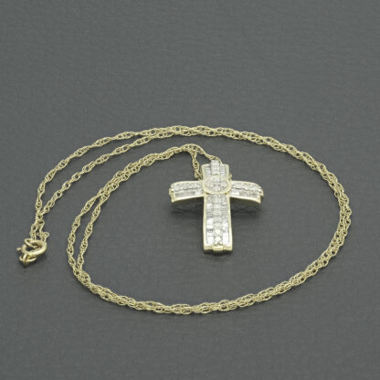 9ct Yellow Gold 0.50ct Diamond Cross Necklace 18" - Image 2