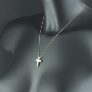 9ct Yellow Gold 0.50ct Diamond Cross Necklace 18&#8243;