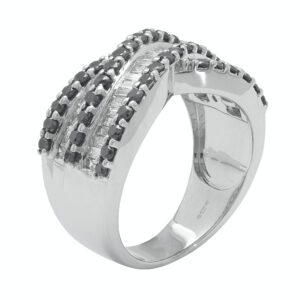 9ct White Gold 0.50ct Black Diamond and 0.50ct Diamond Dress Ring