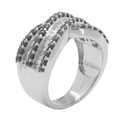 9ct White Gold 0.50ct Black Diamond and 0.50ct Diamond Dress Ring