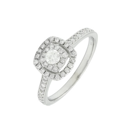 9ct White Gold 0.50ct Diamond Halo Ring