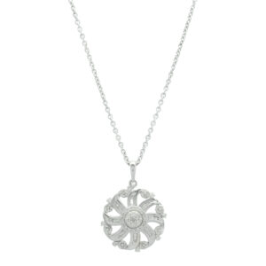 9ct White Gold Fancy 0.30ct Diamond Necklace 14&#8221;