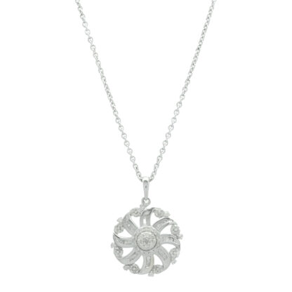 9ct White Gold Fancy 0.30ct Diamond Necklace 14''