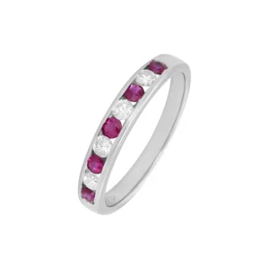 18ct White Gold 0.16ct Diamond &#038; Ruby Eternity Ring