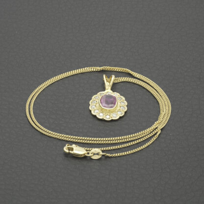 18ct Yellow Gold 0.20ct Diamond And Ruby Necklace 18" - Image 4