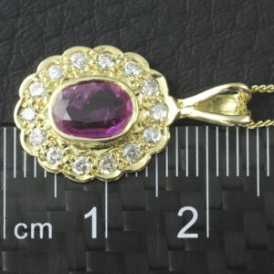 18ct Yellow Gold 0.20ct Diamond And Ruby Necklace 18&#8243;