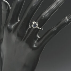 9ct White Gold 0.10ct Diamond &#038; Sapphire Cluster Ring