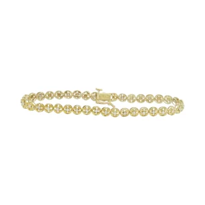 9ct Yellow Gold 0.15ct Diamond Tennis Bracelet 7&#8243; 4.5mm
