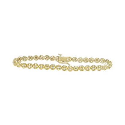 9ct Yellow Gold 0.15ct Diamond Tennis Bracelet 7" 4.5mm
