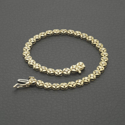 9ct Yellow Gold 0.15ct Diamond Tennis Bracelet 7" 4.5mm - Image 3
