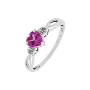9ct White Gold Pink Sapphire And Diamond Ring