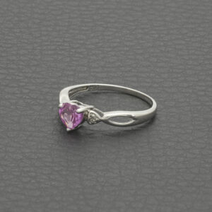 9ct White Gold Pink Sapphire And Diamond Ring
