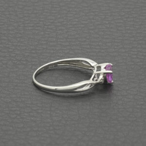 9ct White Gold Pink Sapphire And Diamond Ring