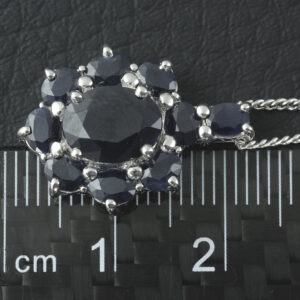 9ct White Gold 2.85ct Sapphire Cluster Necklace 20&#8243;
