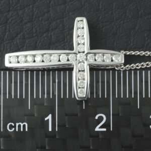 9ct White Gold 0.21ct Diamond Cross Necklace