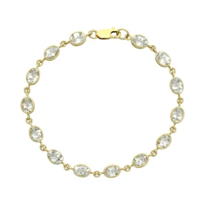 9ct Yellow Gold White Topaz Bracelet 8&#8243; 6mm