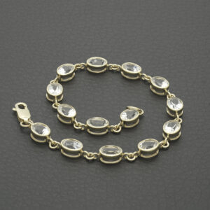 9ct Yellow Gold White Topaz Bracelet 8&#8243; 6mm
