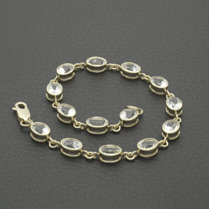 9ct Yellow Gold White Topaz Bracelet 8" 6mm - Image 2