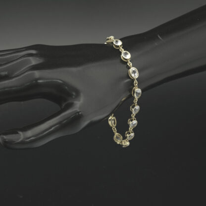 9ct Yellow Gold White Topaz Bracelet 8" 6mm - Image 3