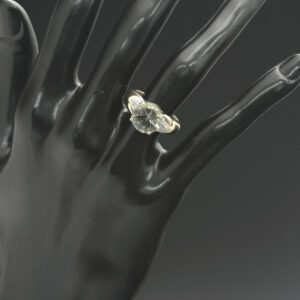 9ct Yellow Gold Diamond &#038; Green Amethyst Ring